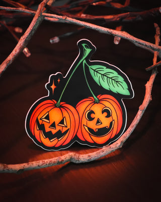 Matte "Jack-O-Cherries" Sticker - 3"