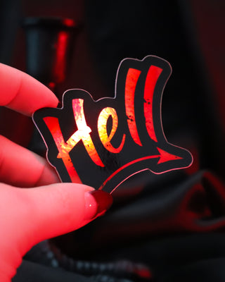 Holographic "This Way to Hell" Sticker - 3"