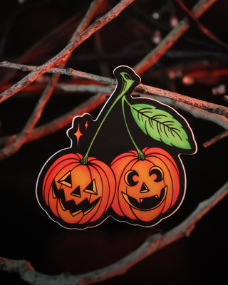 Matte "Jack-O-Cherries" Sticker - 3"