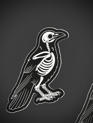Matte "Skeleton Crow" Sticker - 3"