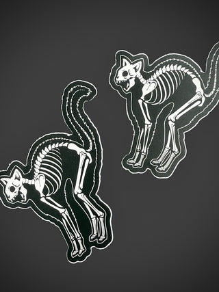 Matte "Skeleton Cat" Sticker - 3.5"