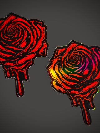 Holographic "Bleeding Rose" Sticker - 4"