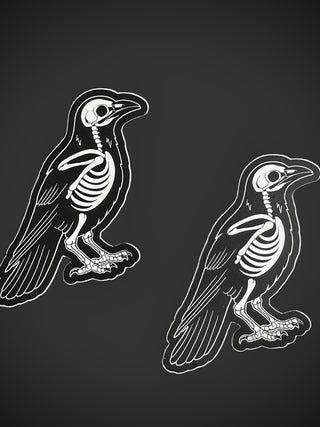 Matte "Skeleton Crow" Sticker - 3"