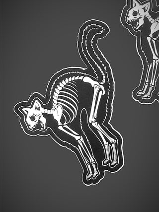 Matte "Skeleton Cat" Sticker - 3.5"