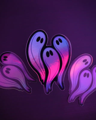Holographic Purple "Ghosts Trio" Sticker - 3"