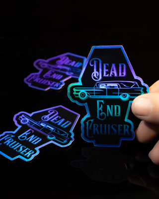 Holographic Blue "Dead End Cruiser" Sticker - 3"