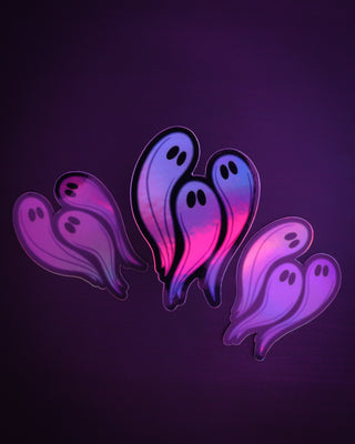 Holographic Purple "Ghosts Trio" Sticker - 3"