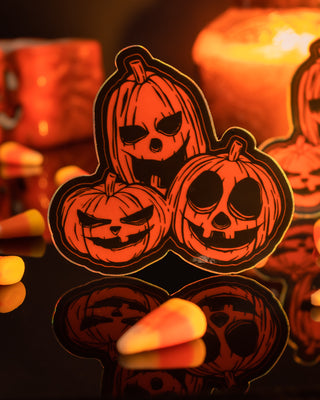 Holographic Orange "Jack-o-lantern Stack" Sticker - 3"