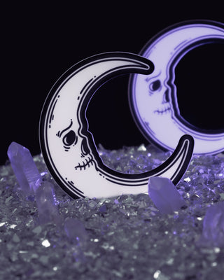 Matte "Crescent Moon Skull" Sticker - 3"