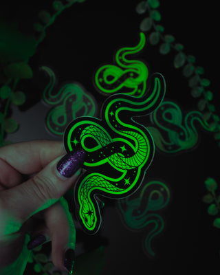 Holographic Green "Mystic Snake" Sticker - 3"