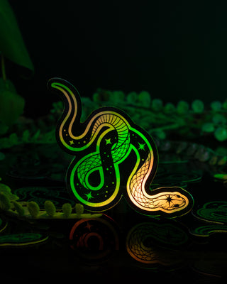 Holographic Green "Mystic Snake" Sticker - 3"