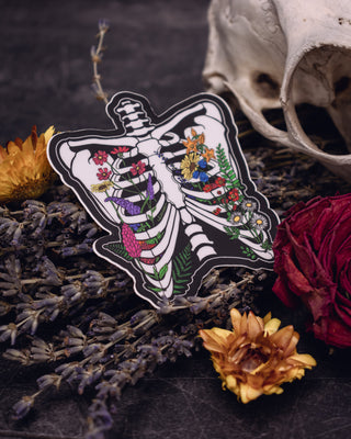 Matte "Wild Flower Ribcage" Sticker - 3"