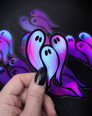 Holographic Purple "Ghosts Trio" Sticker - 3"