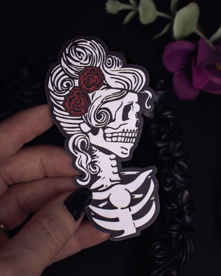 Matte "Skeleton Cameo (F)" Sticker - 4"